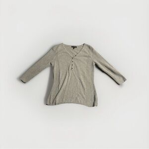 Women's Long Sleeve Gray Button Henley Top